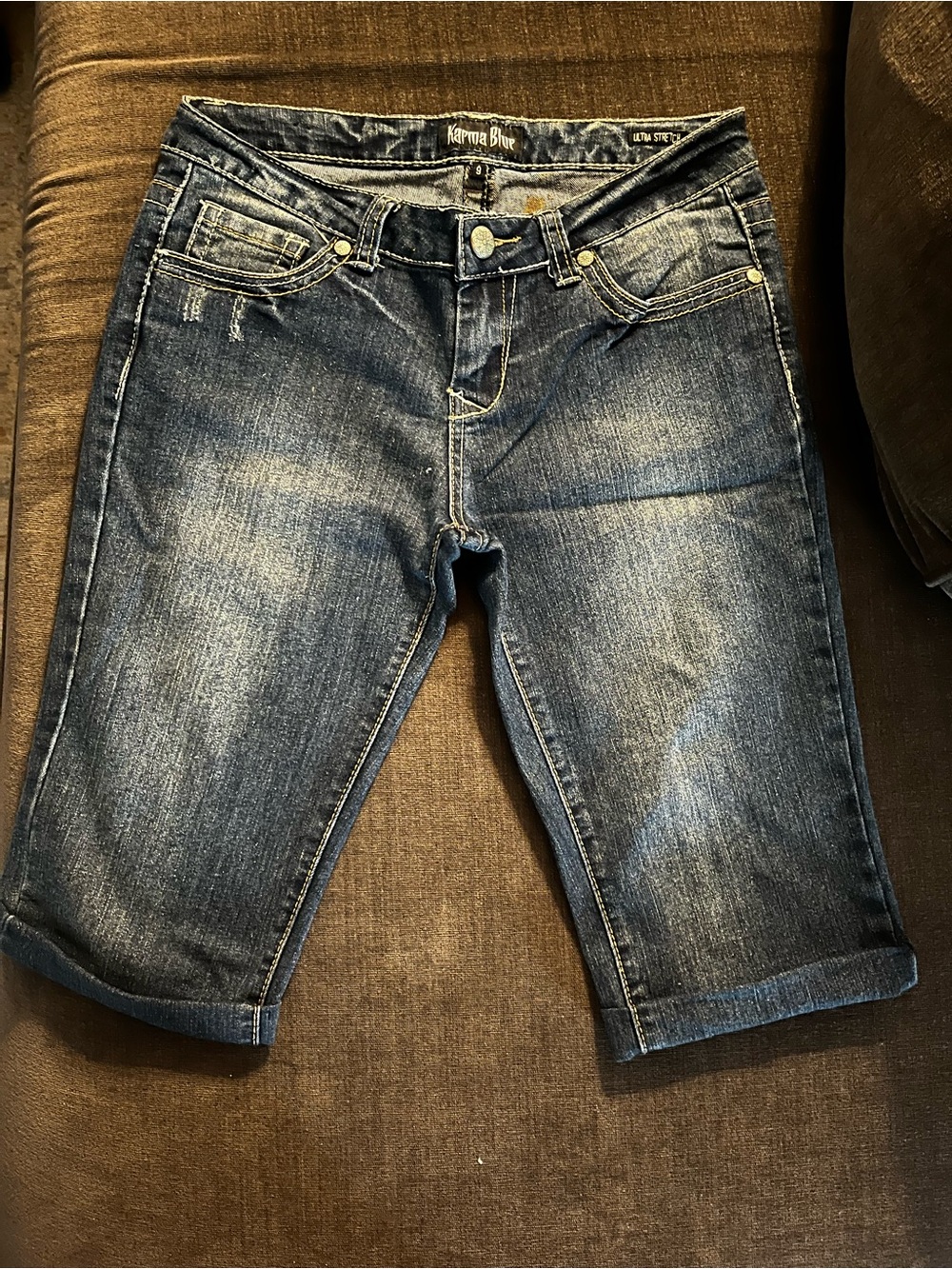 Karma Blue Ultra Stretch Denim Bermuda Shorts Size 9 Juniors